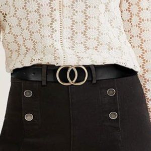 Belt with Gold Double Circle Buckle